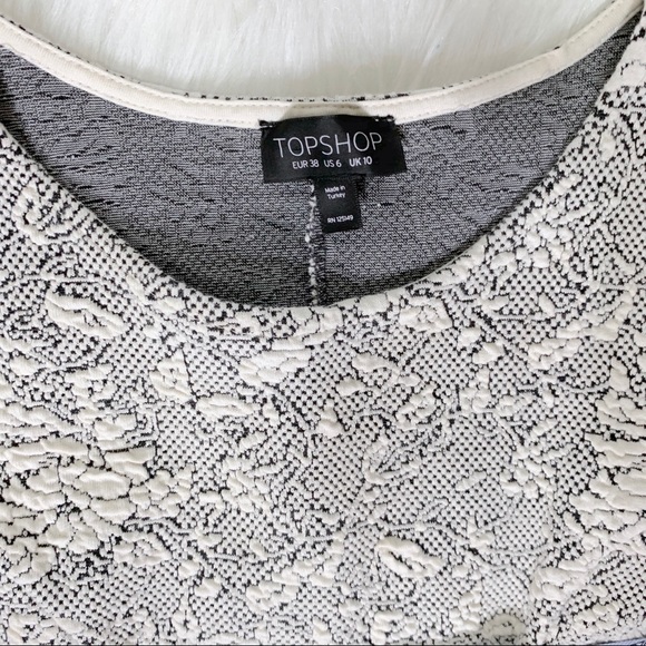 SOLD-Topshop Quilted Jacquard Floral Dress Cream - Picture 5 of 8